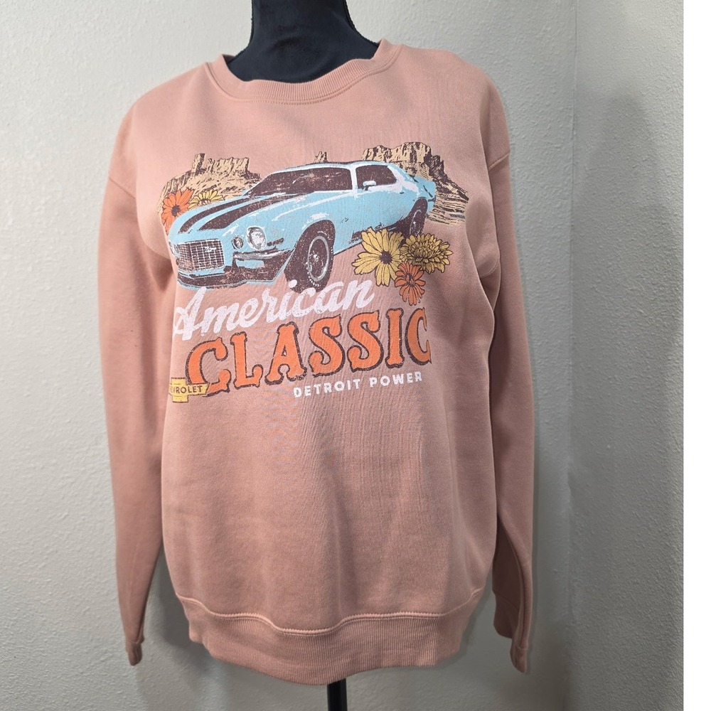 Chevrolet American Classic Detroit Power Graphic Sweatshirt Peach Pink Large